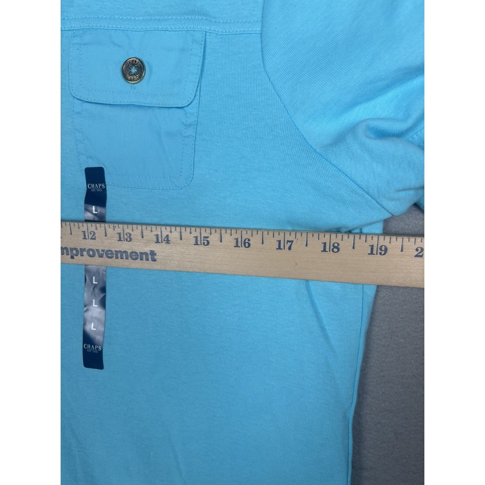 Chaps Classics Polo Shirt Womens Large Blue Gulf Button Pockets Spring Casual - Picture 9 of 13